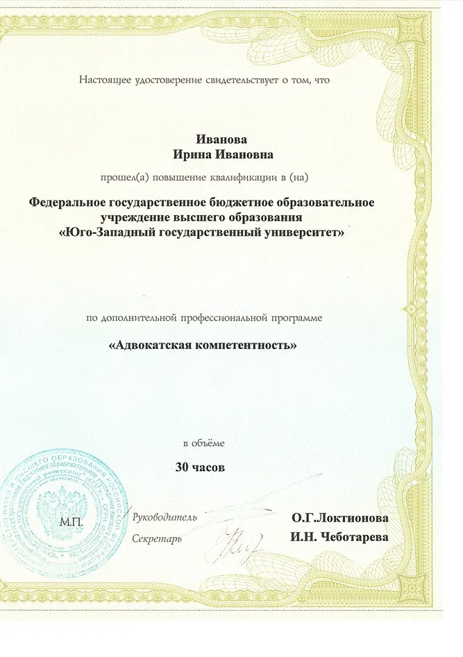 Иванова Ирина Ивановна