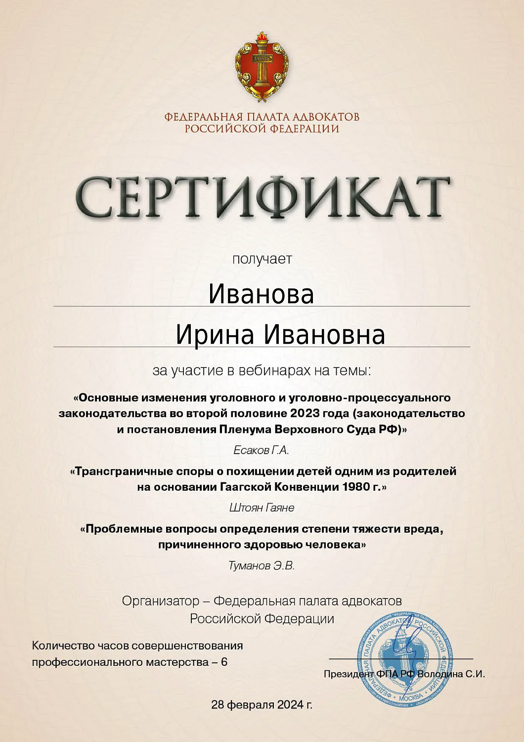 Иванова Ирина Ивановна