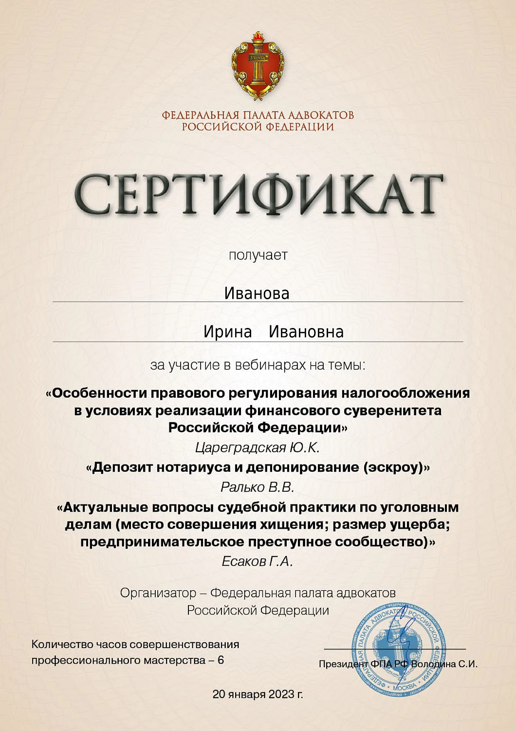 Иванова Ирина Ивановна