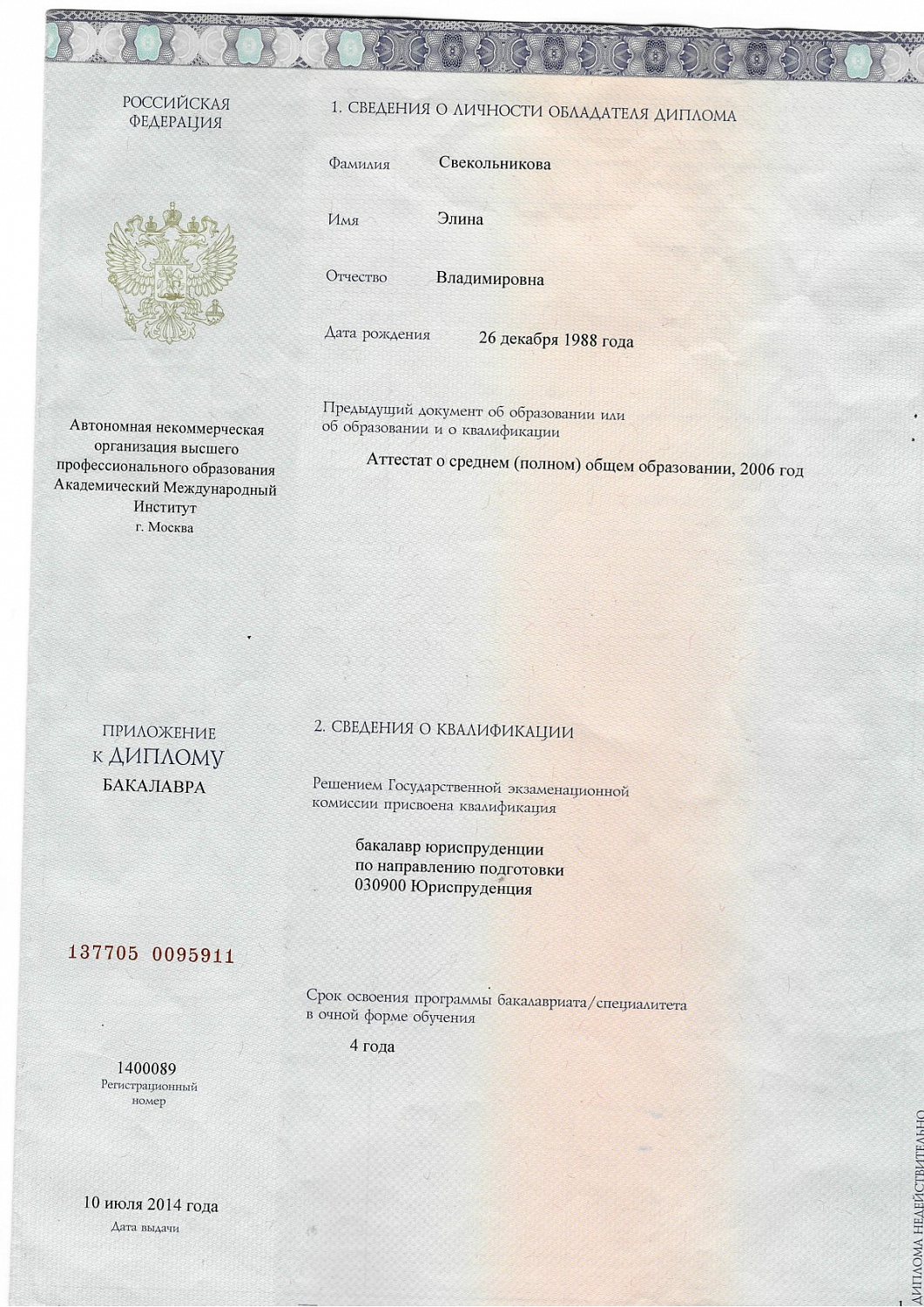 Свекольникова Элина Владимировна