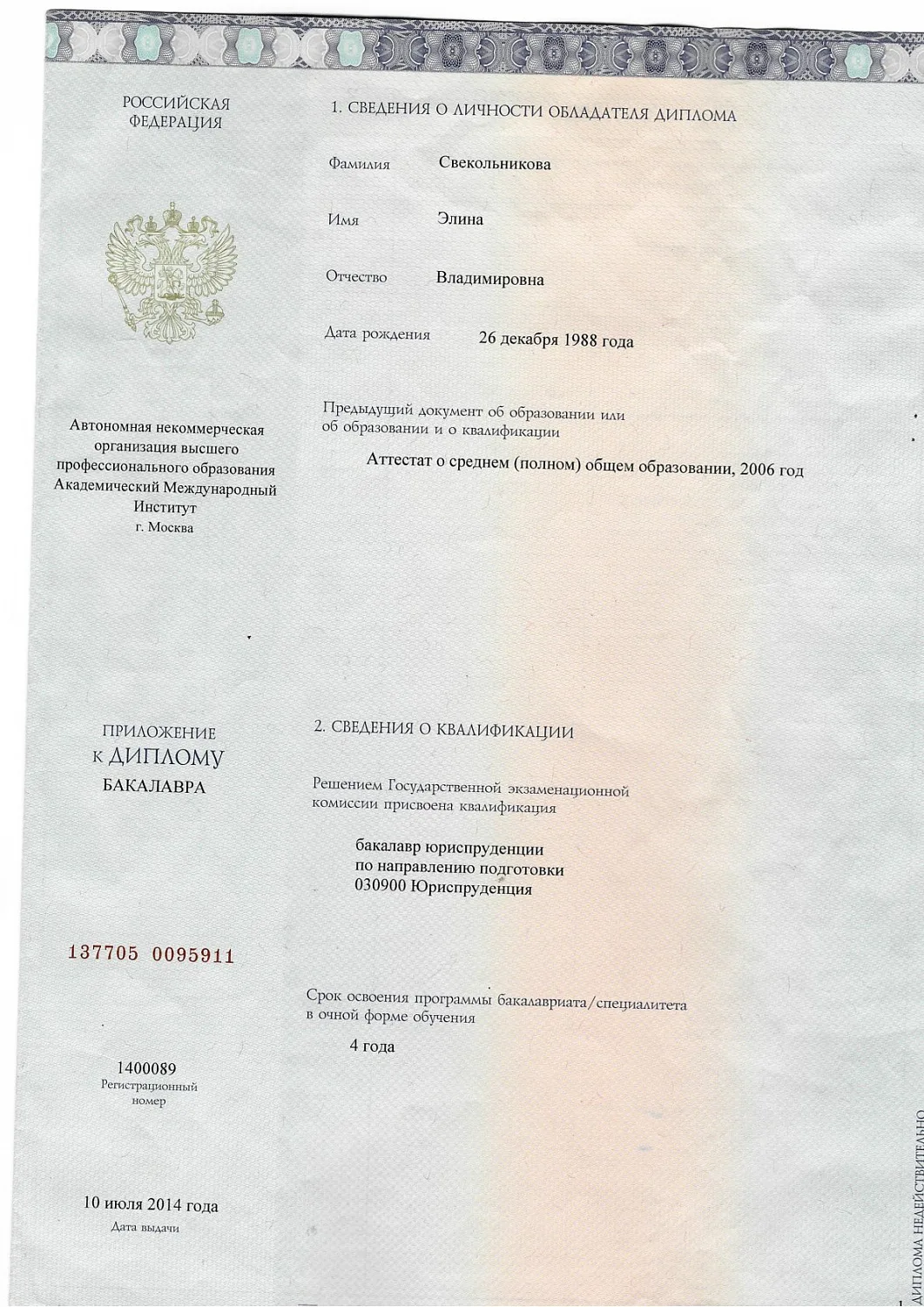 Свекольникова Элина Владимировна